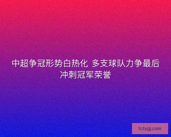 中超争冠形势白热化 多支球队力争最后冲刺冠军荣誉